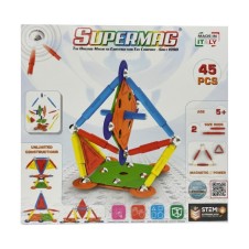 SUPERMAG 45 PARÇA MULTICOLOR MANYETİK YAPI OYUNCAĞI- STEM  MIKNATISLI OYUN SETİ