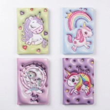 Unicorn Desenli Kabartmalı Yumuşak Kapaklı Çizgili Not Defteri