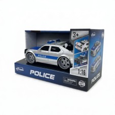 1:16 Işıklı ve Sesli Sürtünmeli Oyuncak Polis Arabası – Gümüş Mavi