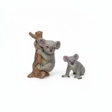 YETİŞKİN VE YAVRU KOALA FİGÜRÜ-AĞAÇ AKSESUARLI HAYVAN MODEL OYUNCAK